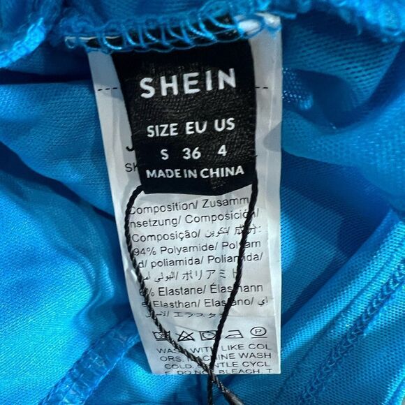 Shein halter top ruched sheer blue size 4 (small) - Picture 5 of 7